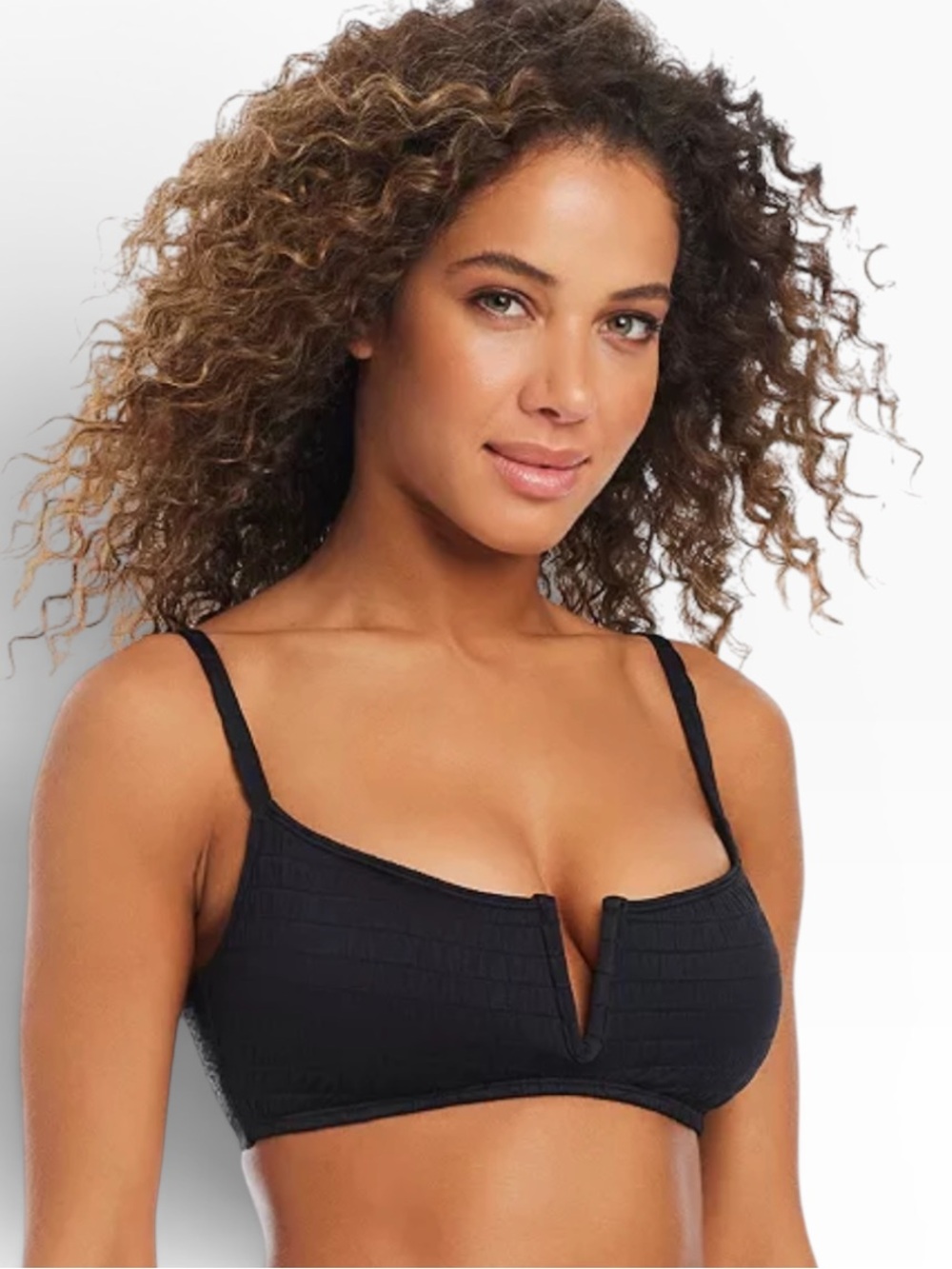 Bar III V‑Wire Bikini Top NWT | Large Black Removable Cups Adjustable Straps